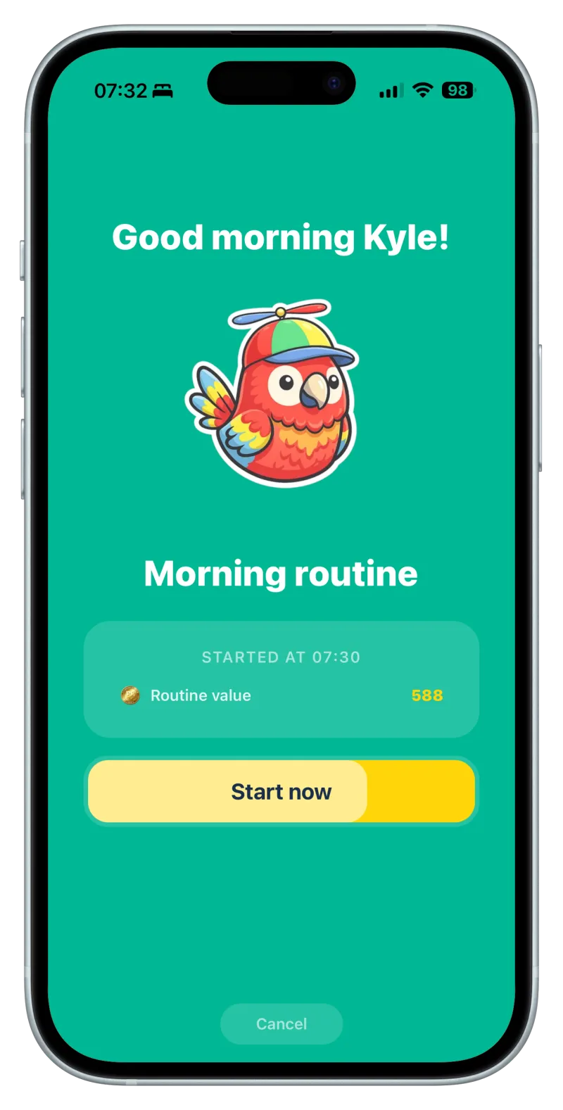 Morning routine screen