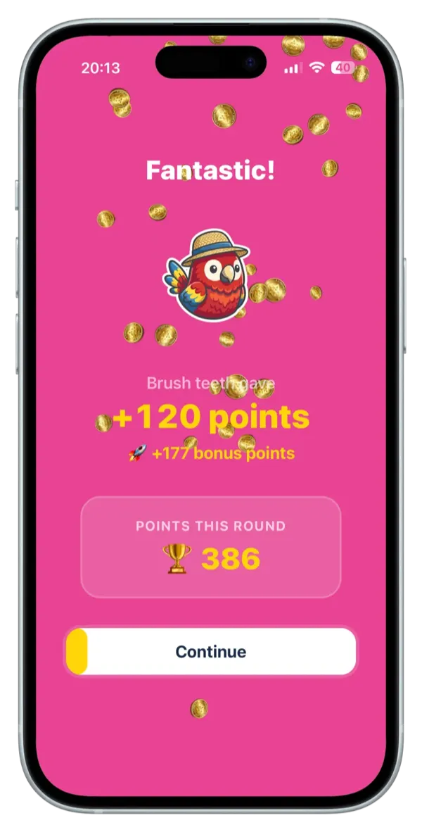 Instant rewards after completing routine task