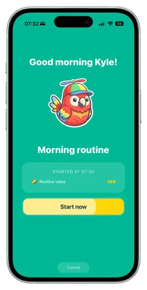 Morning routine screen for kids with ADHD
