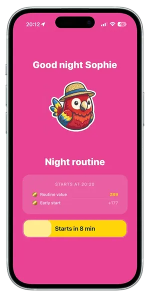 Bedtime routine screen for kids with ADHD