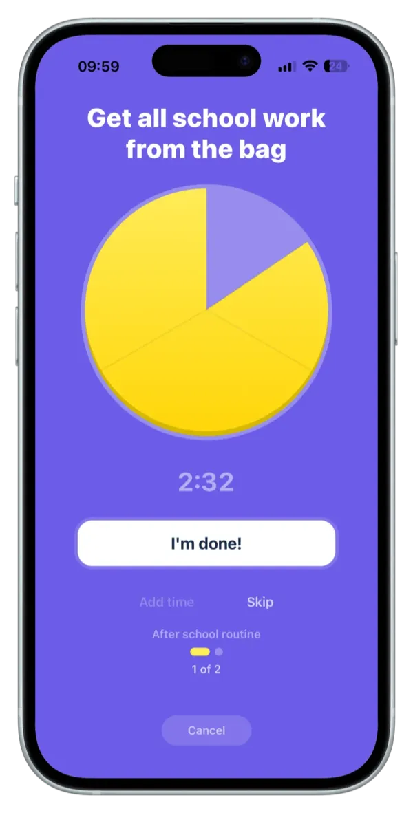 Visual countdown timer for ADHD kids