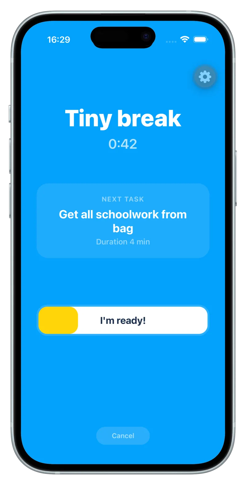 Tiny break between tasks
